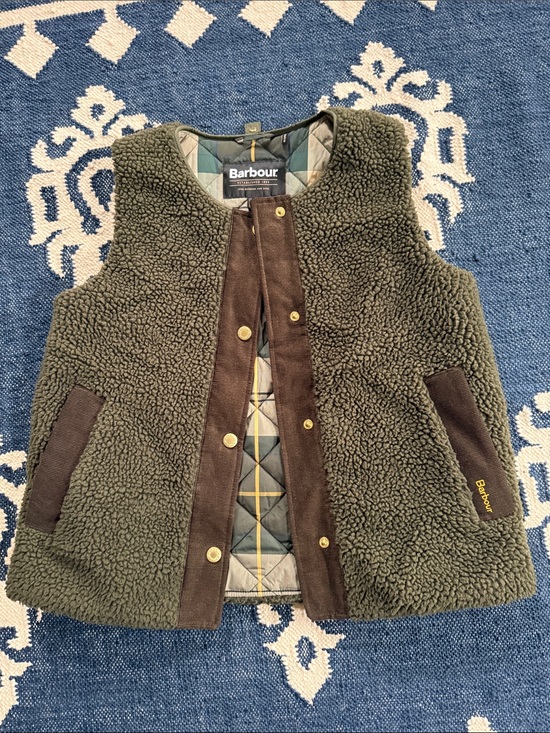 Barbour Jackets & Blazers - Barbour women’s  Olive Green Sherpa Vest with Brown Trim